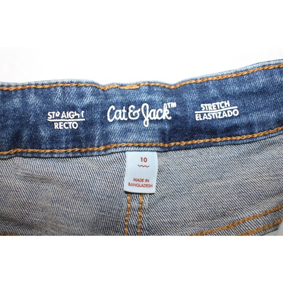 Cat Jack Kids Straight Leg Jeans Medium Wash Stretch Size 10 Adjustable Waist - Picture 6 of 8